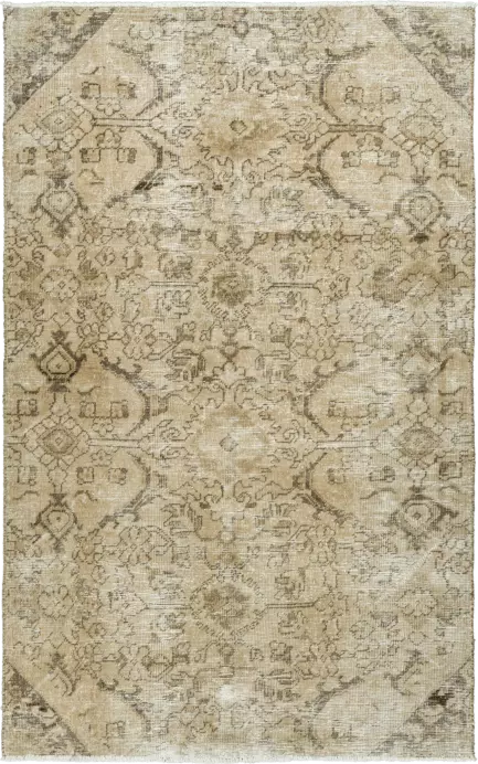Modern Tabriz Rectangle Beige Rug 5×8 Wool-Cotton