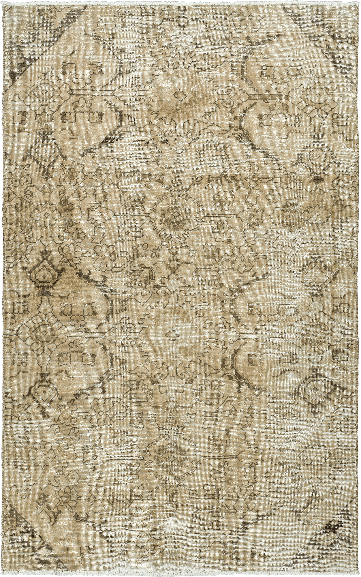 Modern Tabriz Rectangle Beige Rug 5×8 Wool-Cotton