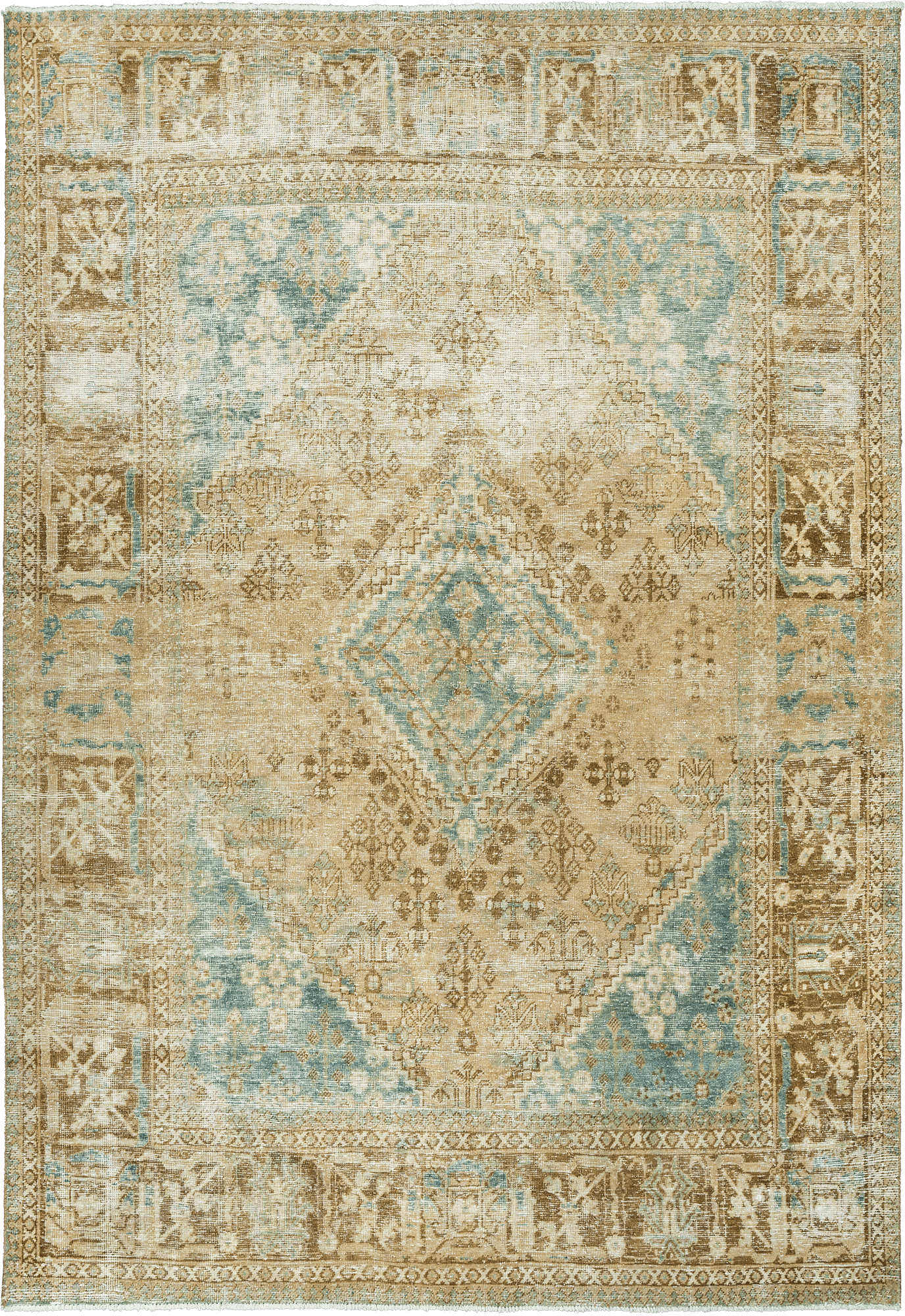 Modern Josheqan Rectangle Beige Rug 7×11 Wool-Cotton