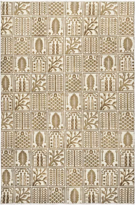Modern Bakhtiari Rectangle Beige Rug 6×9 Wool-Cotton