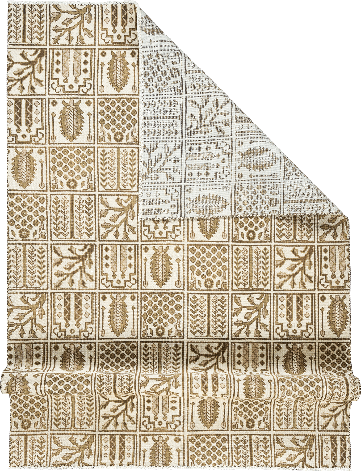 Modern Bakhtiari Rectangle Beige Rug 6×9 Wool-Cotton