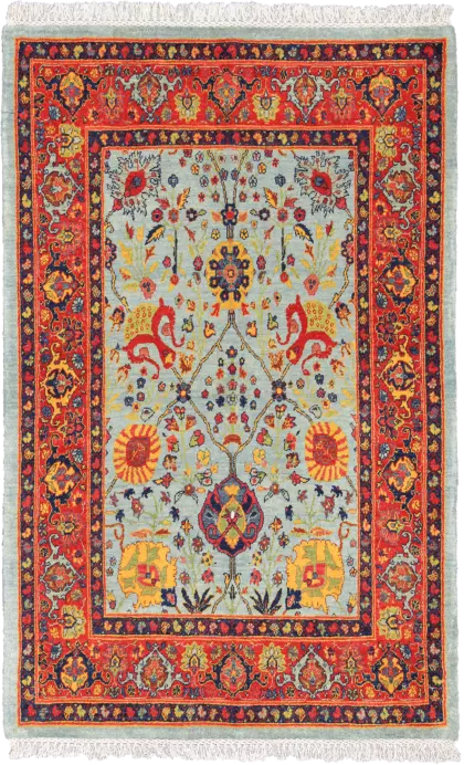 Newly Woven Heritage Bidjar Rectangle Blue Rug 4×5 Wool-Cotton