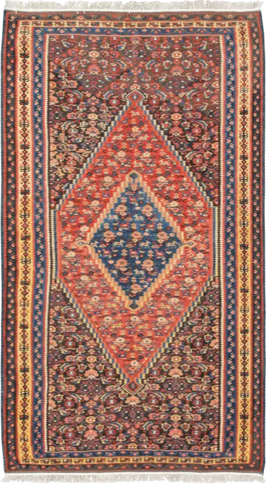 Kilim Senneh Rectangle Multicolored Rug 3×5 Wool-Cotton
