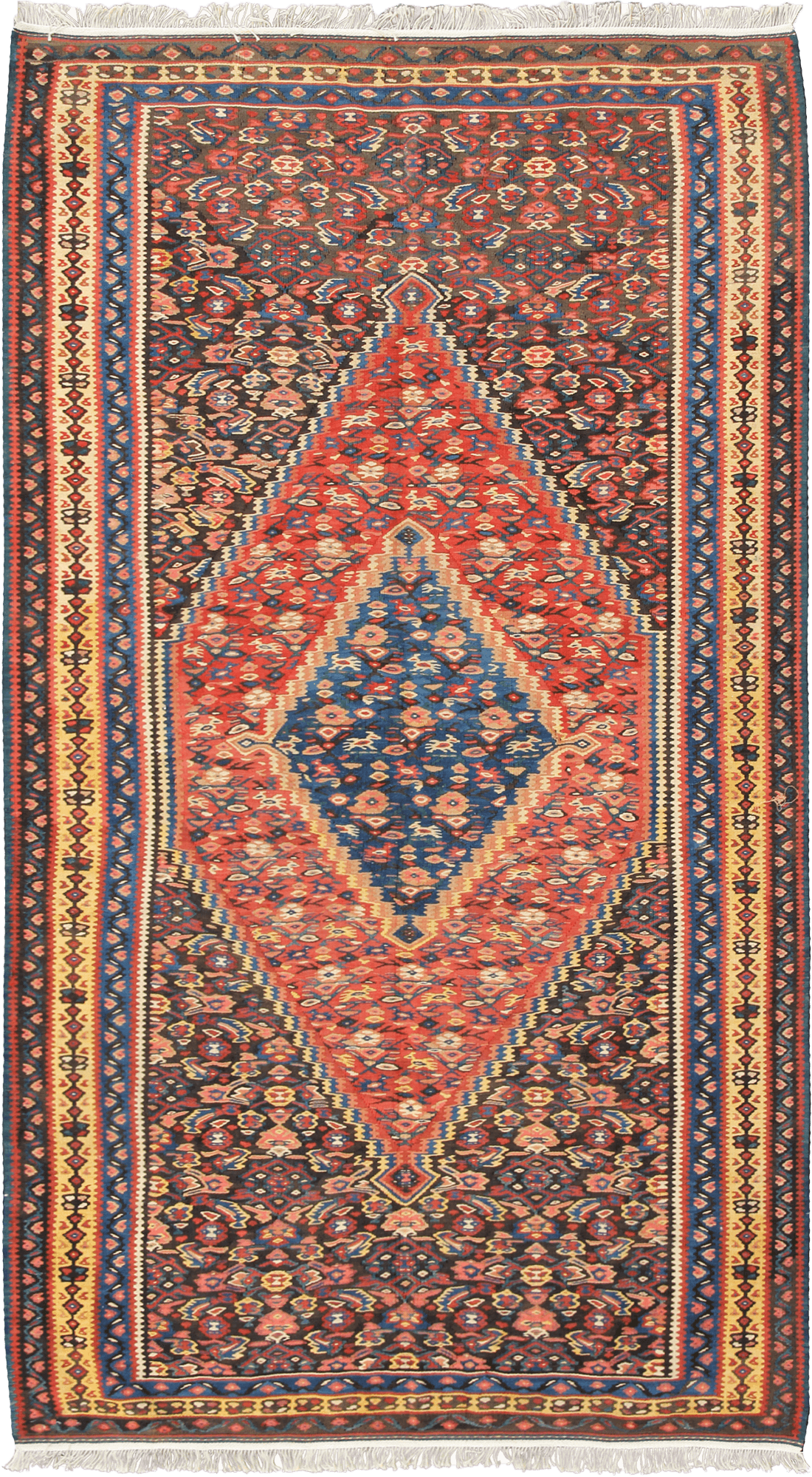 Kilim Senneh Rectangle Multicolored Rug 3×5 Wool-Cotton