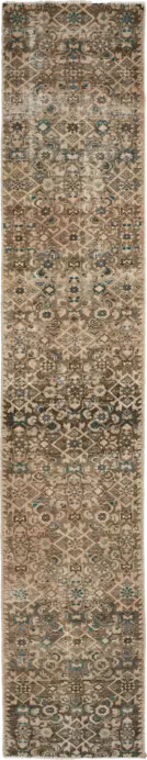 Modern Ardebil Runner Brown Rug 2×10 Wool-Cotton
