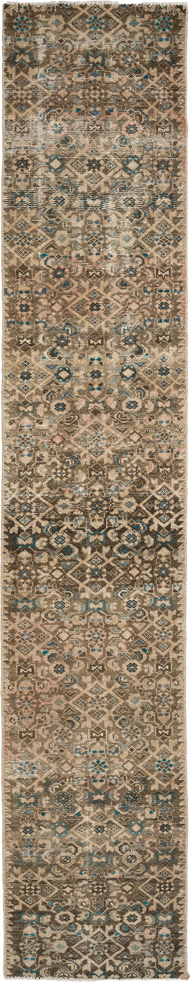 Modern Ardebil Runner Brown Rug 2×10 Wool-Cotton