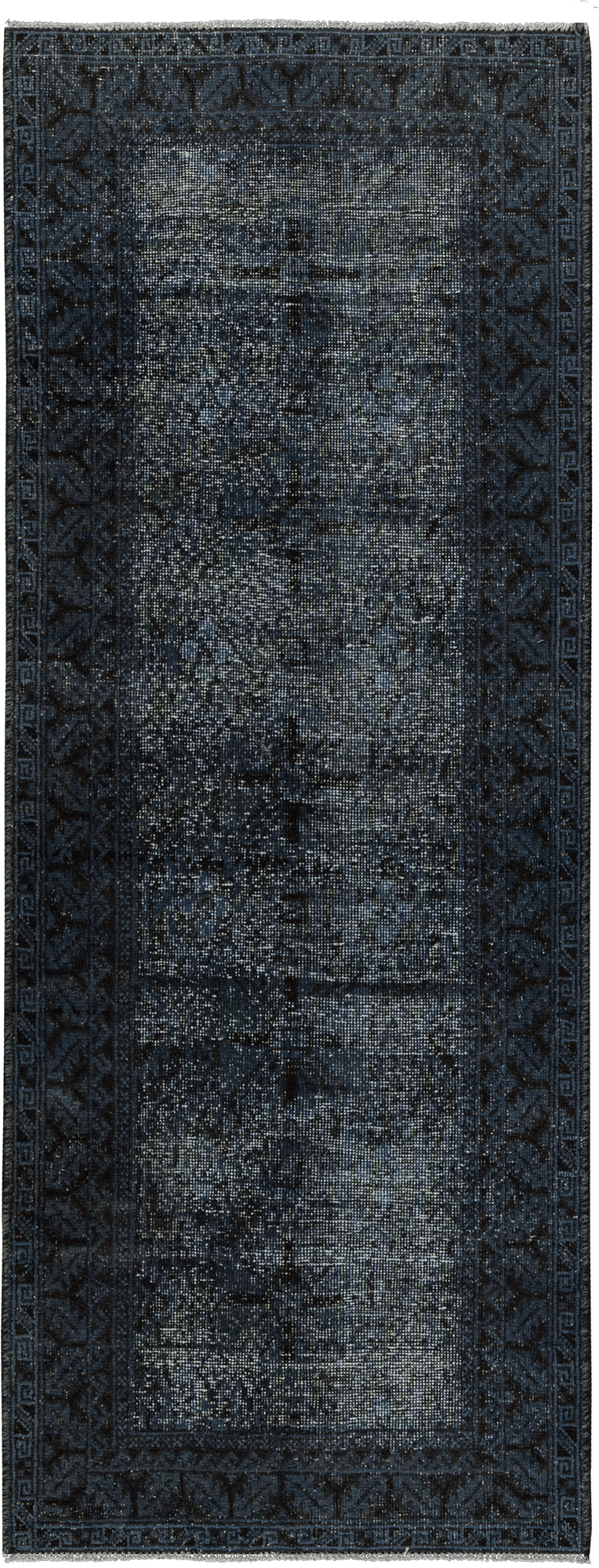 Modern Tabriz Runner Blue Rug 3×7 Wool-Cotton