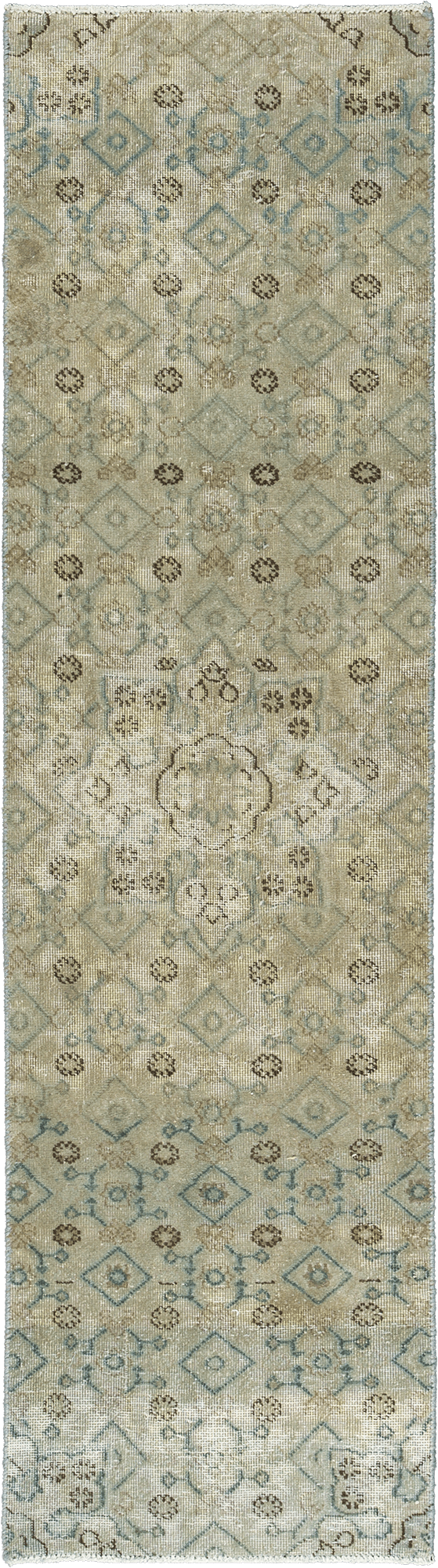 Modern Tabriz Runner Grey Rug 2×7 Wool-Cotton