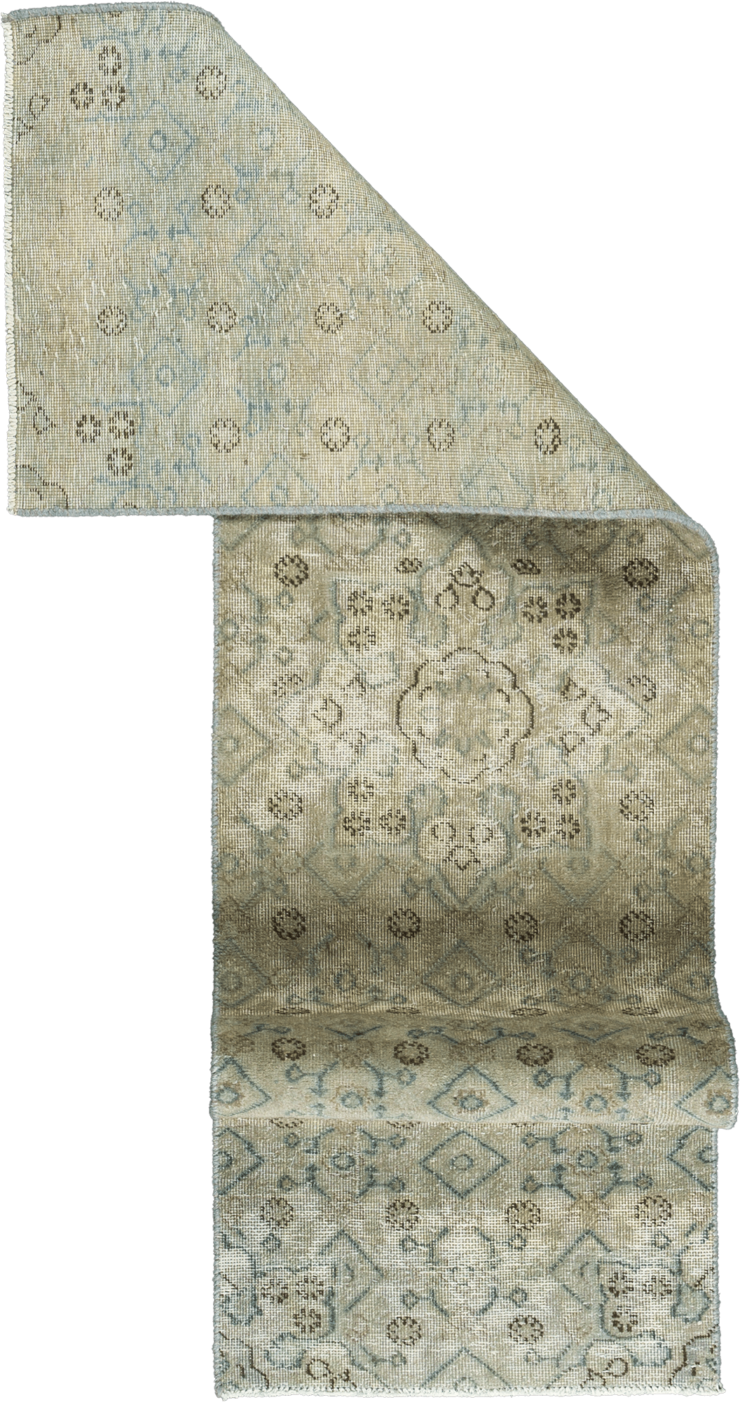 Modern Tabriz Runner Grey Rug 2×7 Wool-Cotton