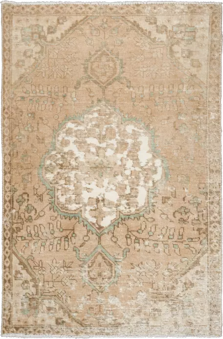Modern Tabriz Rectangle Beige Rug 3×5 Wool-Cotton