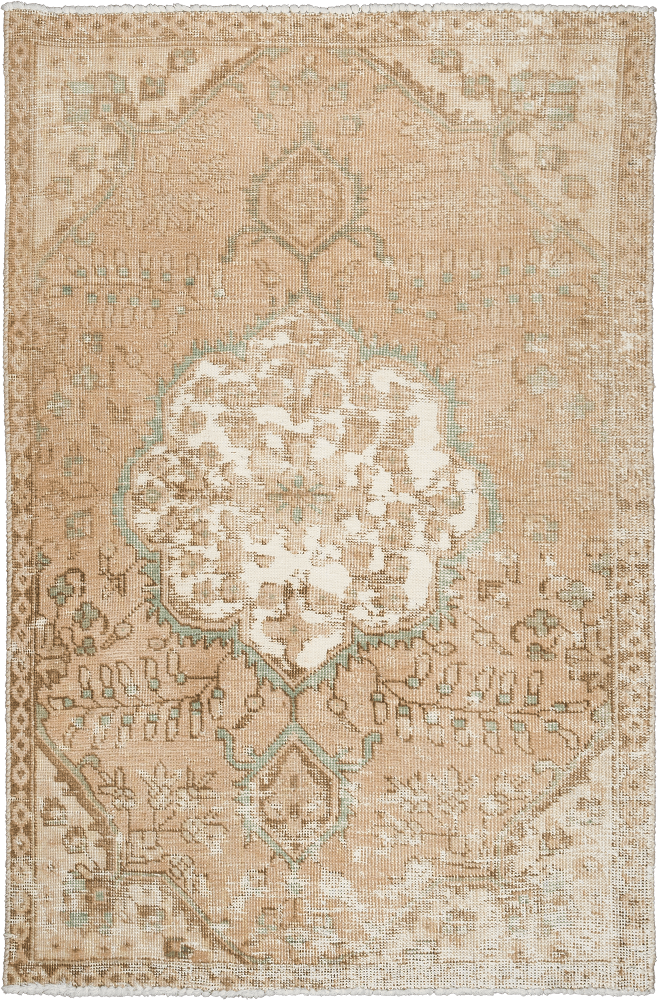 Modern Tabriz Rectangle Beige Rug 3×5 Wool-Cotton