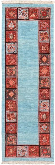 Newly Woven Heritage Qashqai Runner Blue Rug 3×8 Wool-Cotton