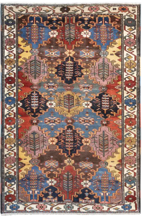 Antique Bakhtiari Rectangle Multicolored Rug 4×7 Wool-Cotton