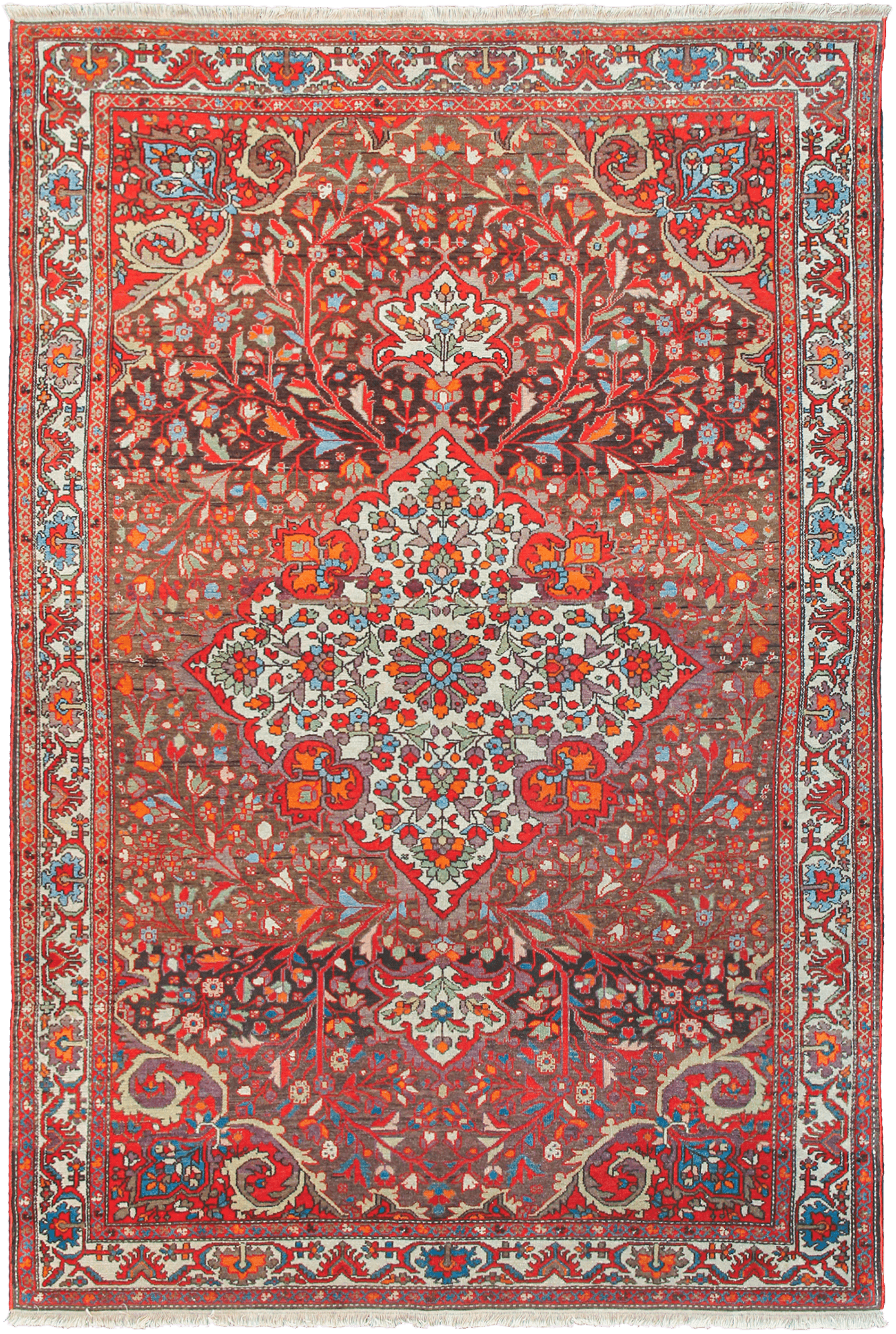 Antique Malayer Rectangle Brown Rug 5×7 Wool-Cotton