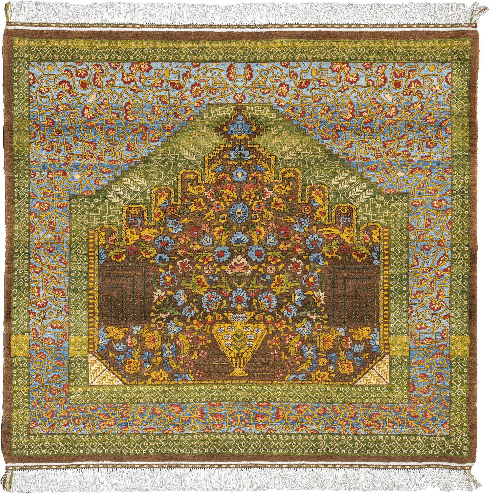 Newly Woven Heritage Qashqai Square Brown Rug 6×5 Wool-Cotton