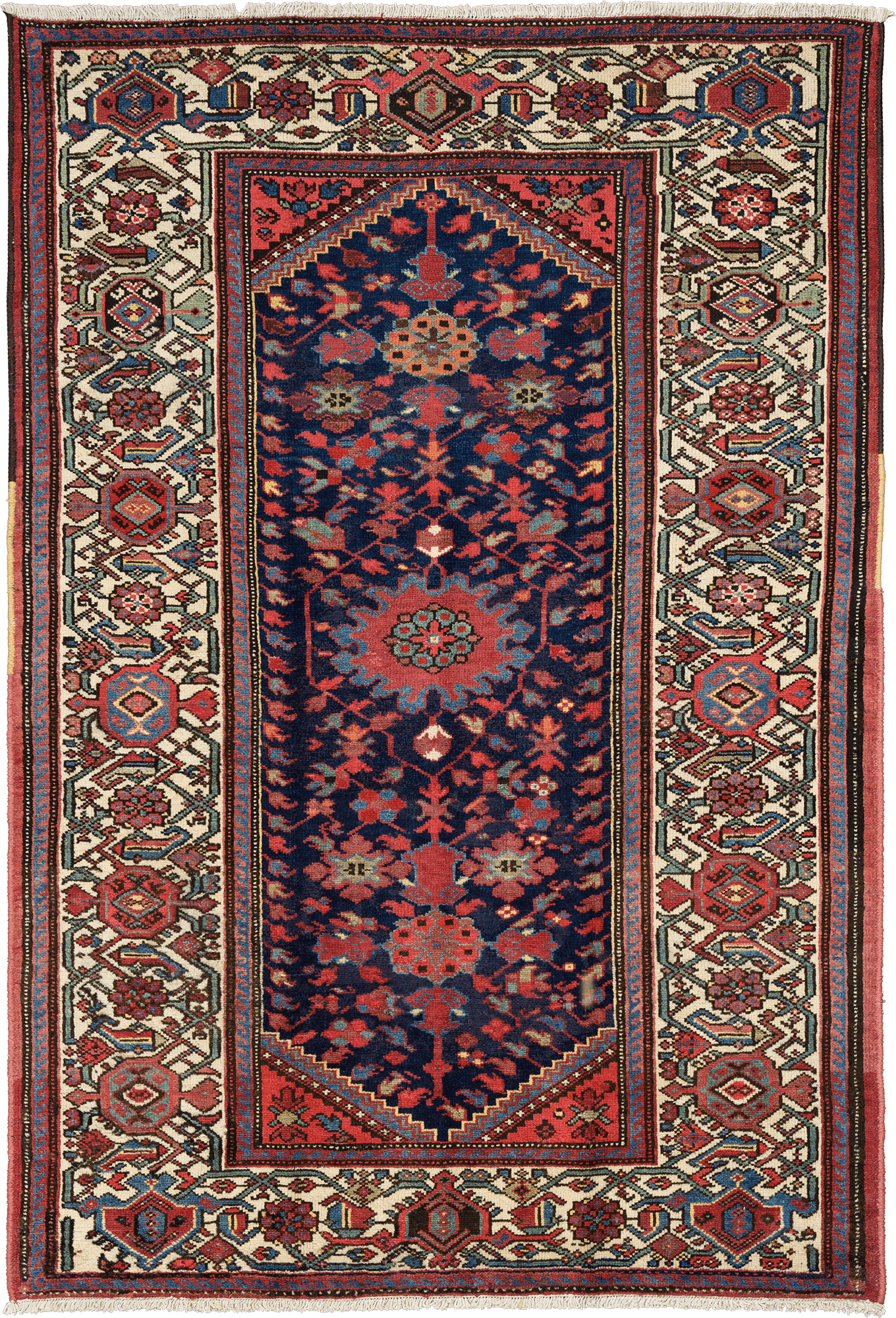 Antique Bakhtiari Rectangle Blue Rug 5×7 Wool-Cotton