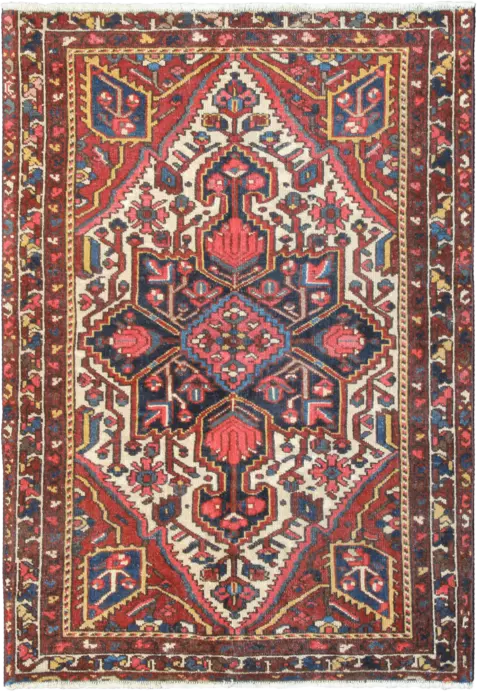 Antique Bakhtiari Rectangle Multicolored Rug 4×6 Wool-Cotton