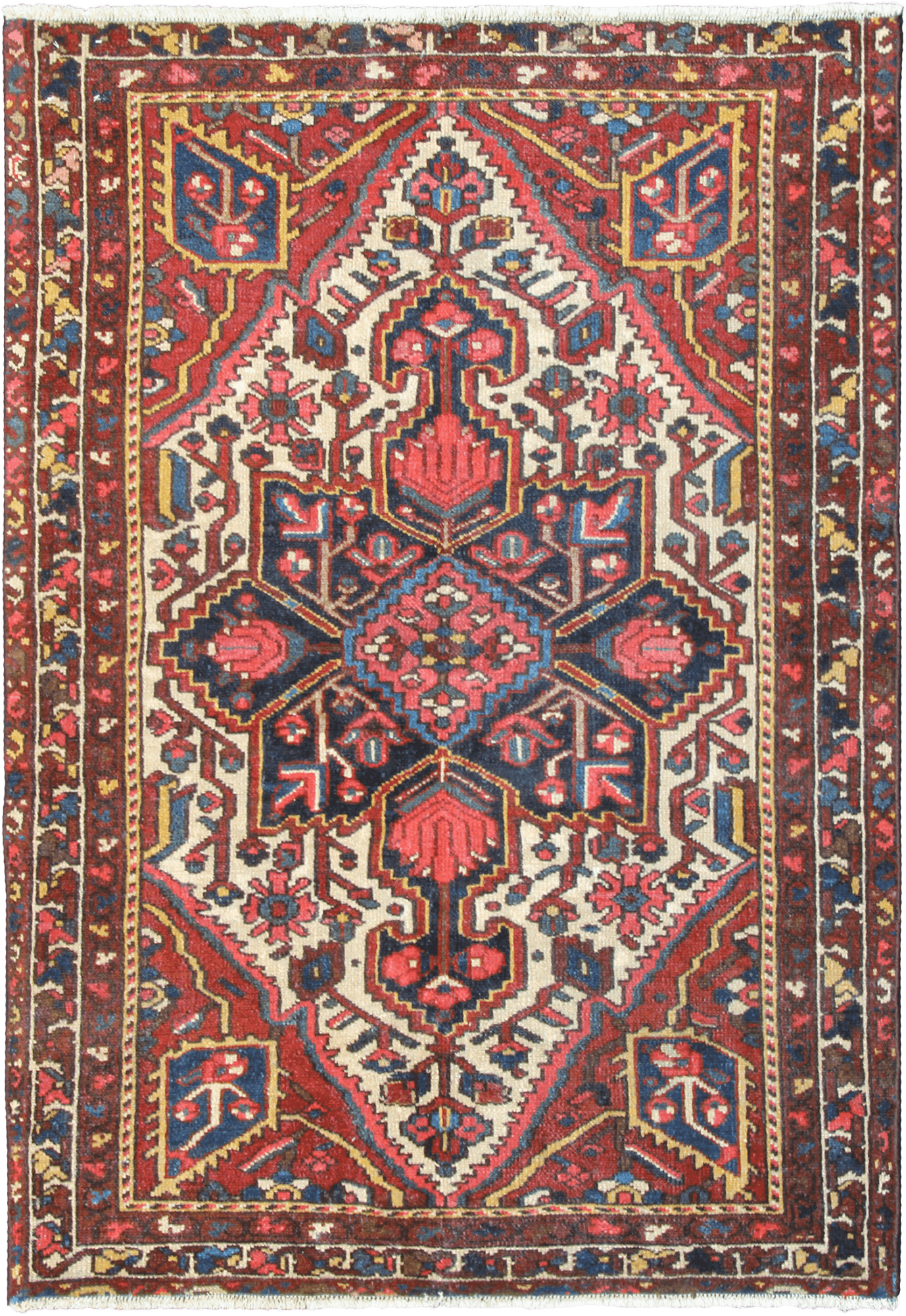 Antique Bakhtiari Rectangle Multicolored Rug 4×6 Wool-Cotton