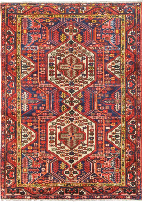 Antique Bakhtiari Rectangle Multicolored Rug 5×7 Wool-Cotton