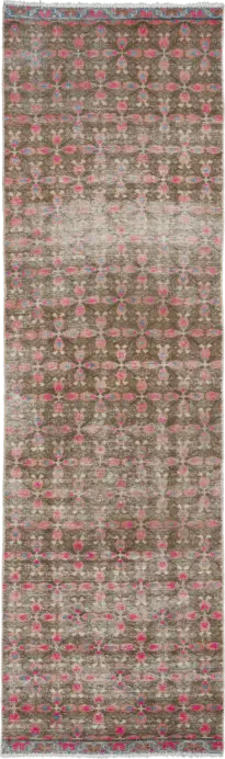Modern Ardebil Runner Brown Rug 3×10 Wool-Cotton