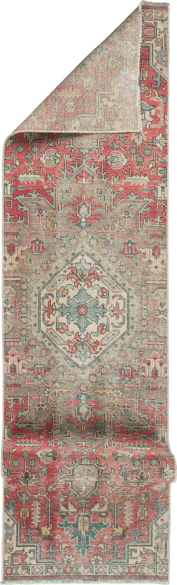Modern Heriz Runner Red Rug 3×11 Wool-Cotton