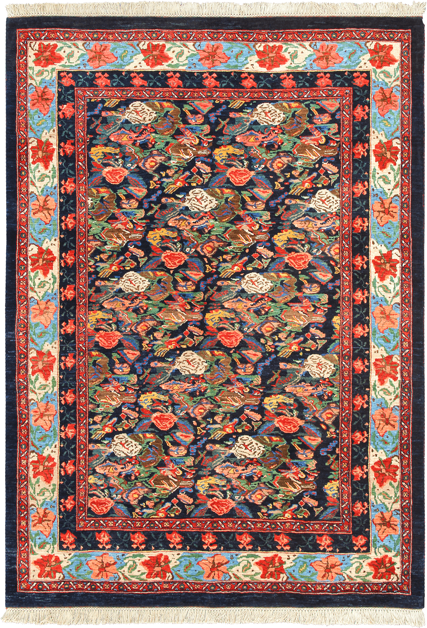 Newly Woven Heritage Senneh Rectangle Blue Rug 5×8 Wool-Cotton
