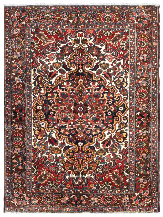 Antique Bakhtiari Rectangle Multicolored Rug 5×7 Wool-Cotton