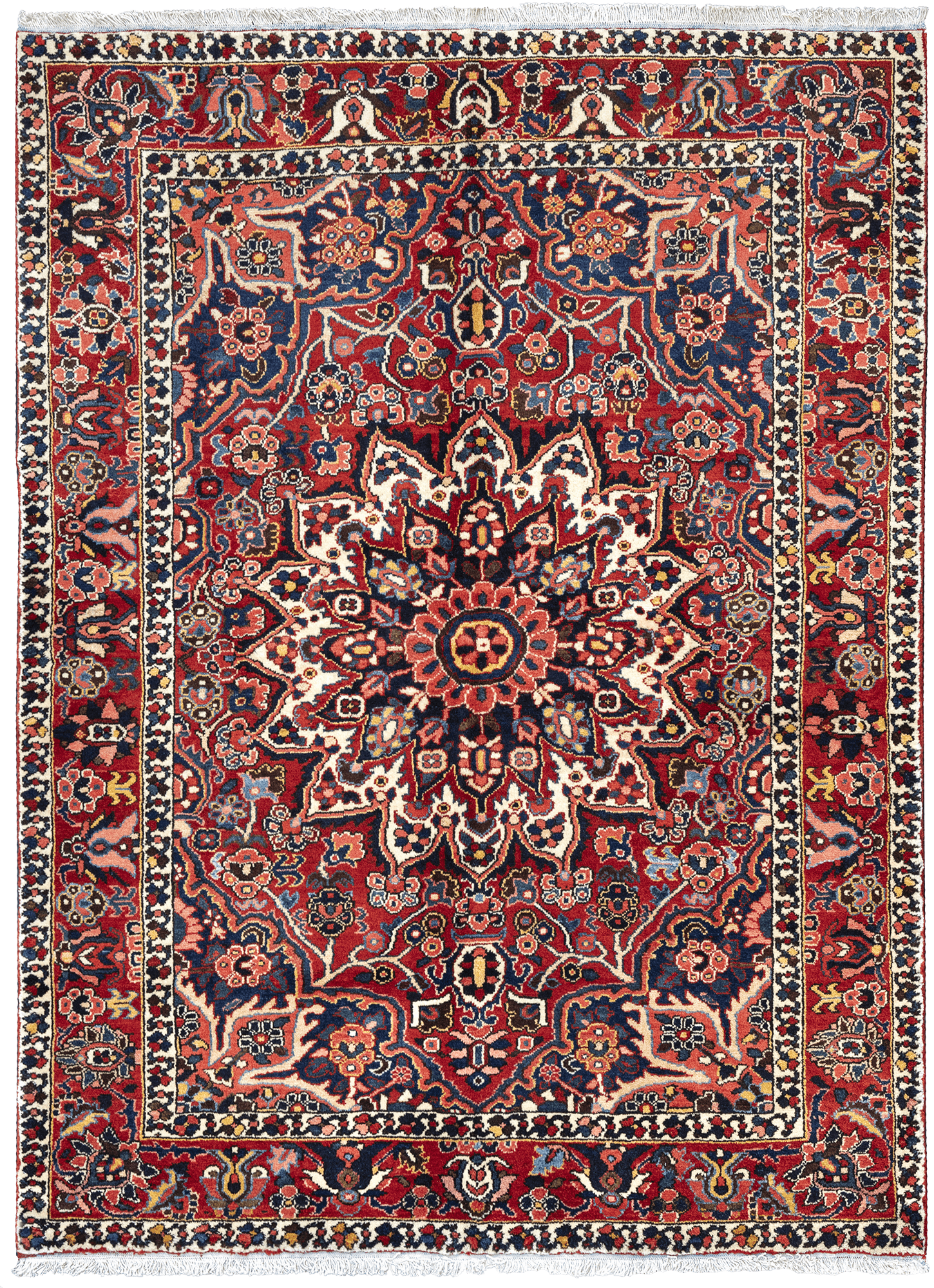 Antique Bakhtiari Rectangle Red Rug 5×7 Wool-Cotton