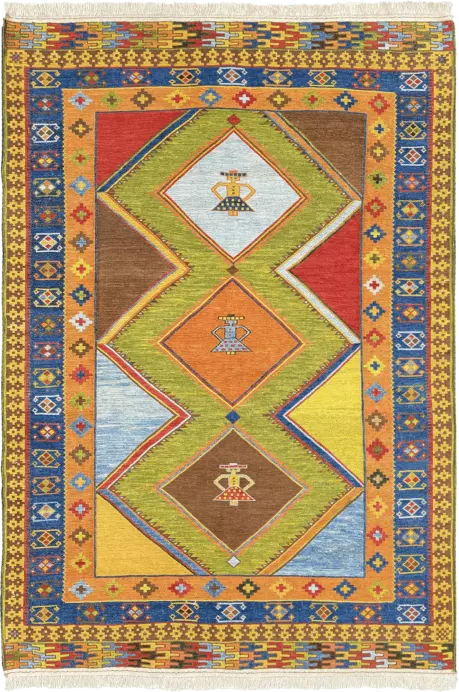 Kilim Southern Persia Rectangle Multicolored Rug 5×7 Wool
