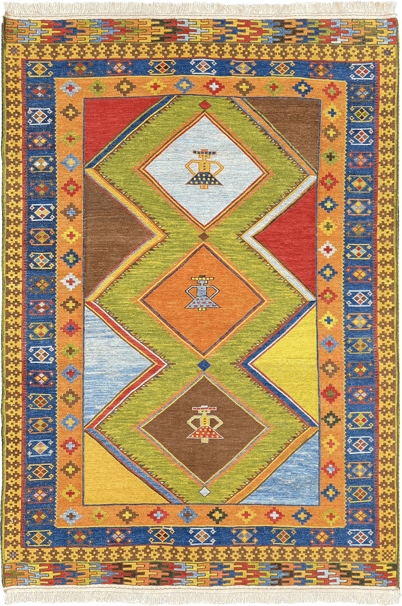 Kilim Southern Persia Rectangle Multicolored Rug 5×7 Wool