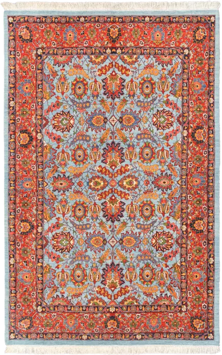 Newly Woven Heritage Tabriz Rectangle Blue Rug 5×7 Wool-Cotton