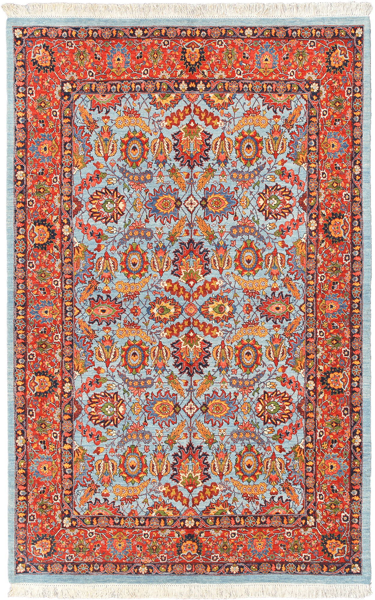 Newly Woven Heritage Tabriz Rectangle Blue Rug 5×7 Wool-Cotton