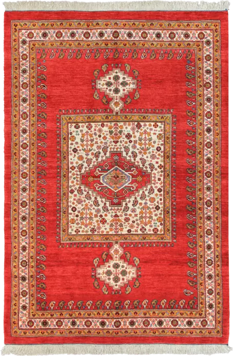 Newly Woven Heritage Qashqai Rectangle Red Rug 5×7 Wool-Cotton