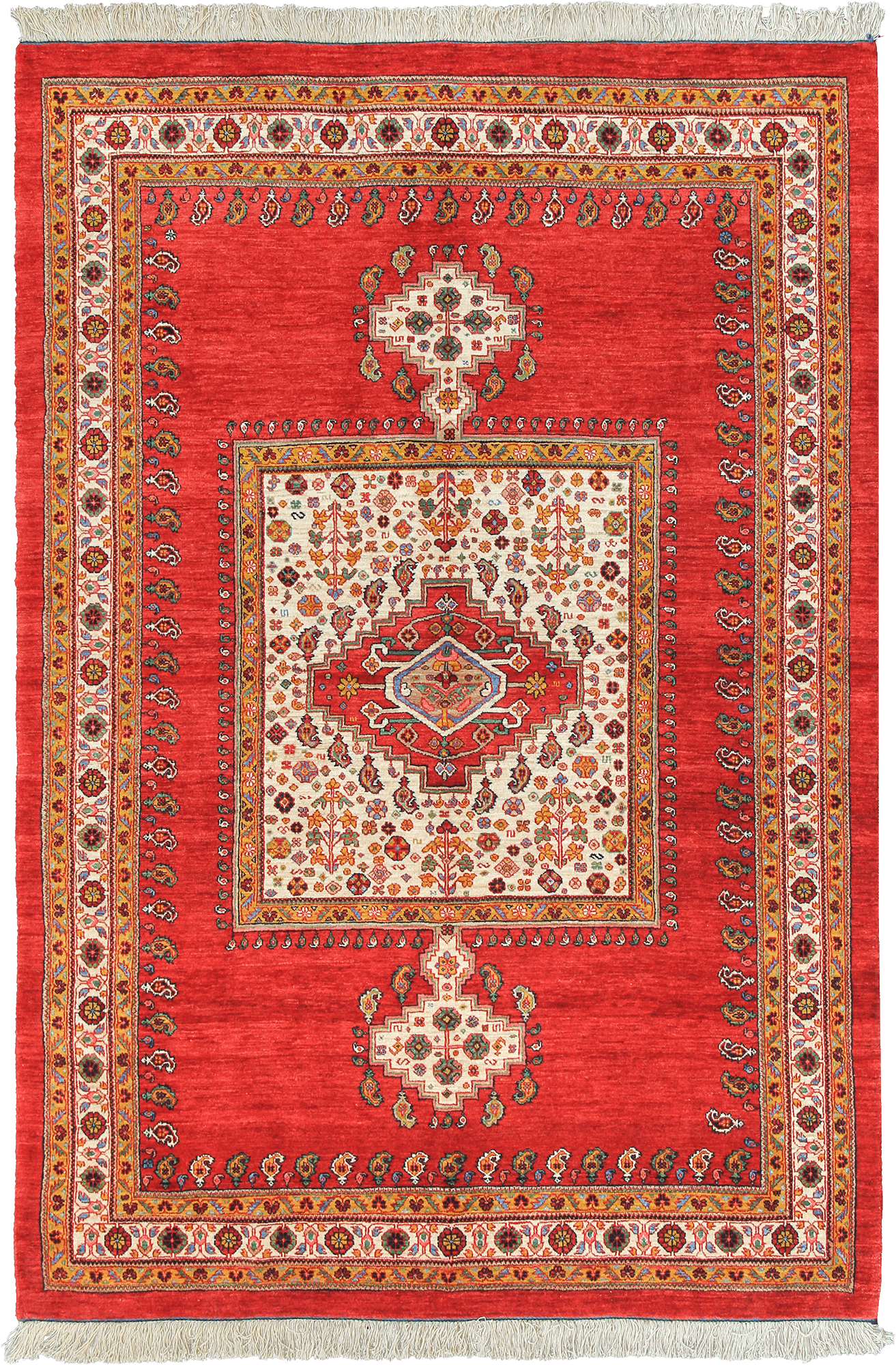 Newly Woven Heritage Qashqai Rectangle Red Rug 5×7 Wool-Cotton