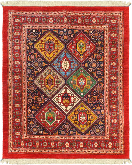 Newly Woven Heritage Qashqai Rectangle Multicolored Rug 6×7 Wool-Cotton