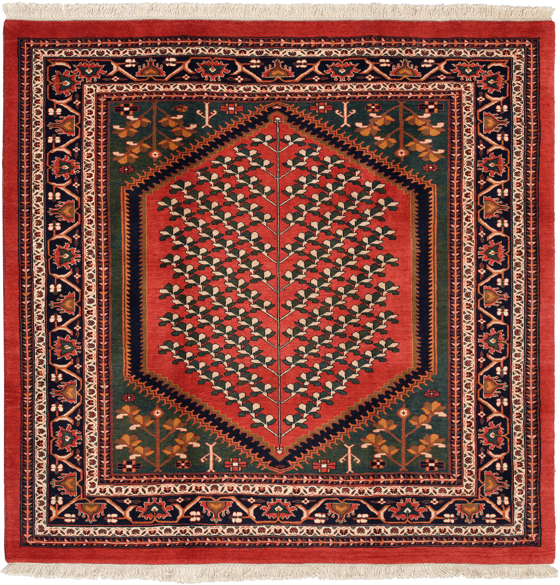 Newly Woven Heritage Qashqai Square Red Rug 6×6 Wool-Cotton