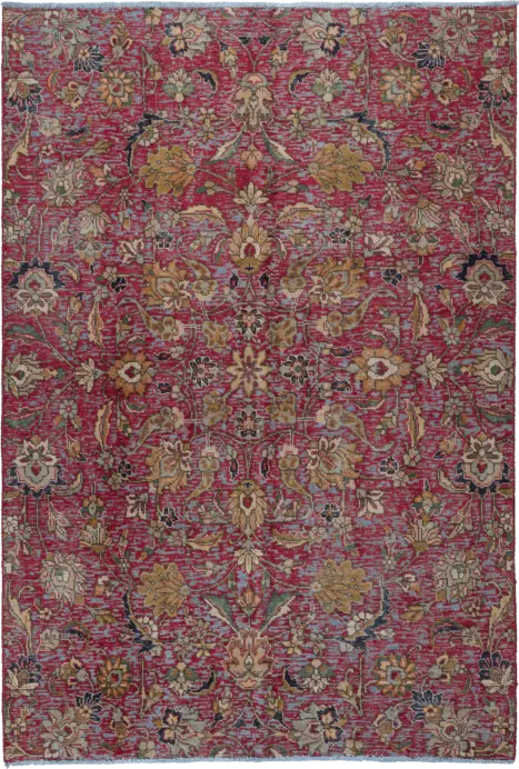 Modern Tabriz Rectangle Red Rug 5×8 Wool-Cotton