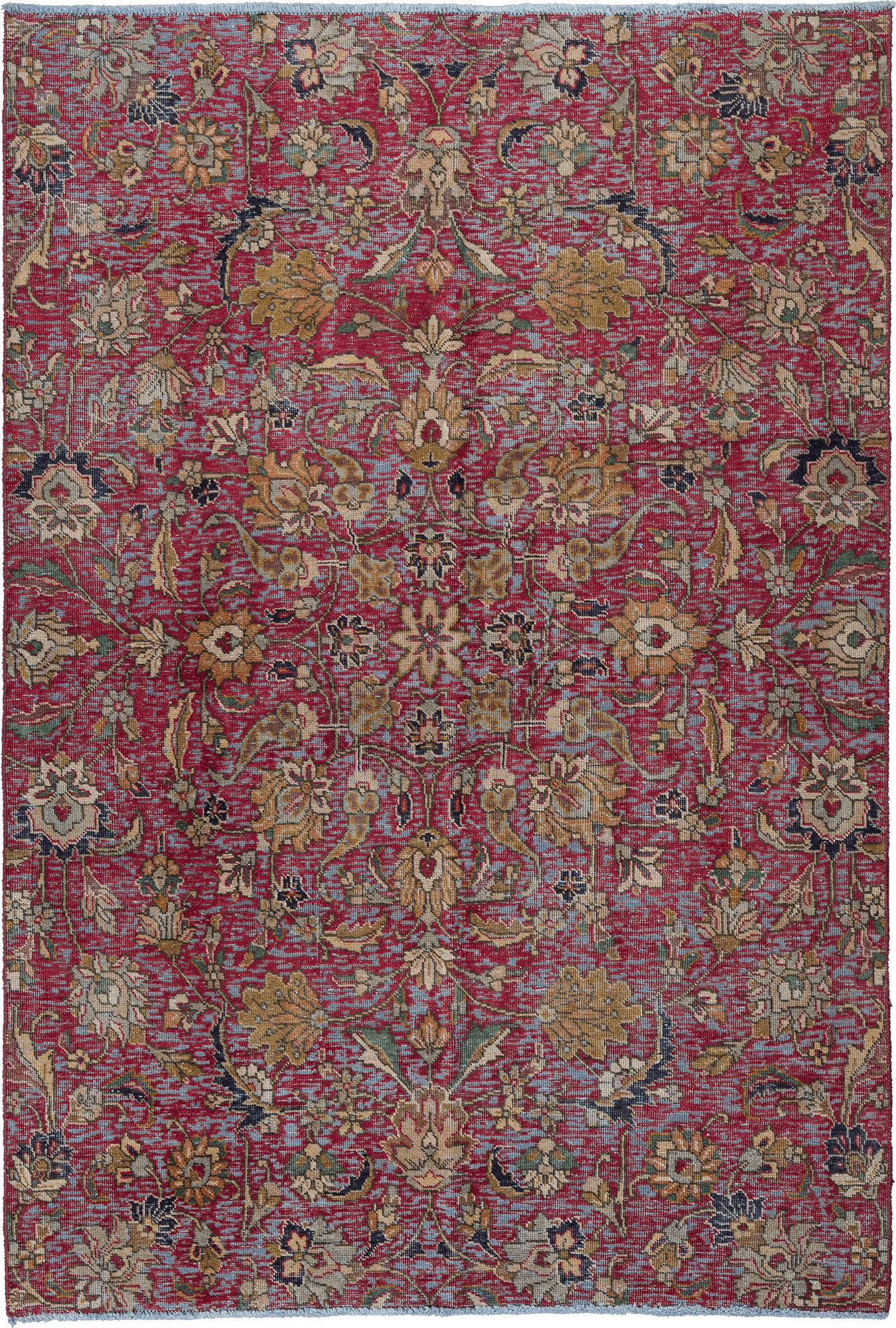 Modern Tabriz Rectangle Red Rug 5×8 Wool-Cotton