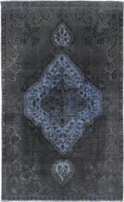 Colorful Vintage Tabriz Rectangle Black Rug 5×8 Wool-Cotton