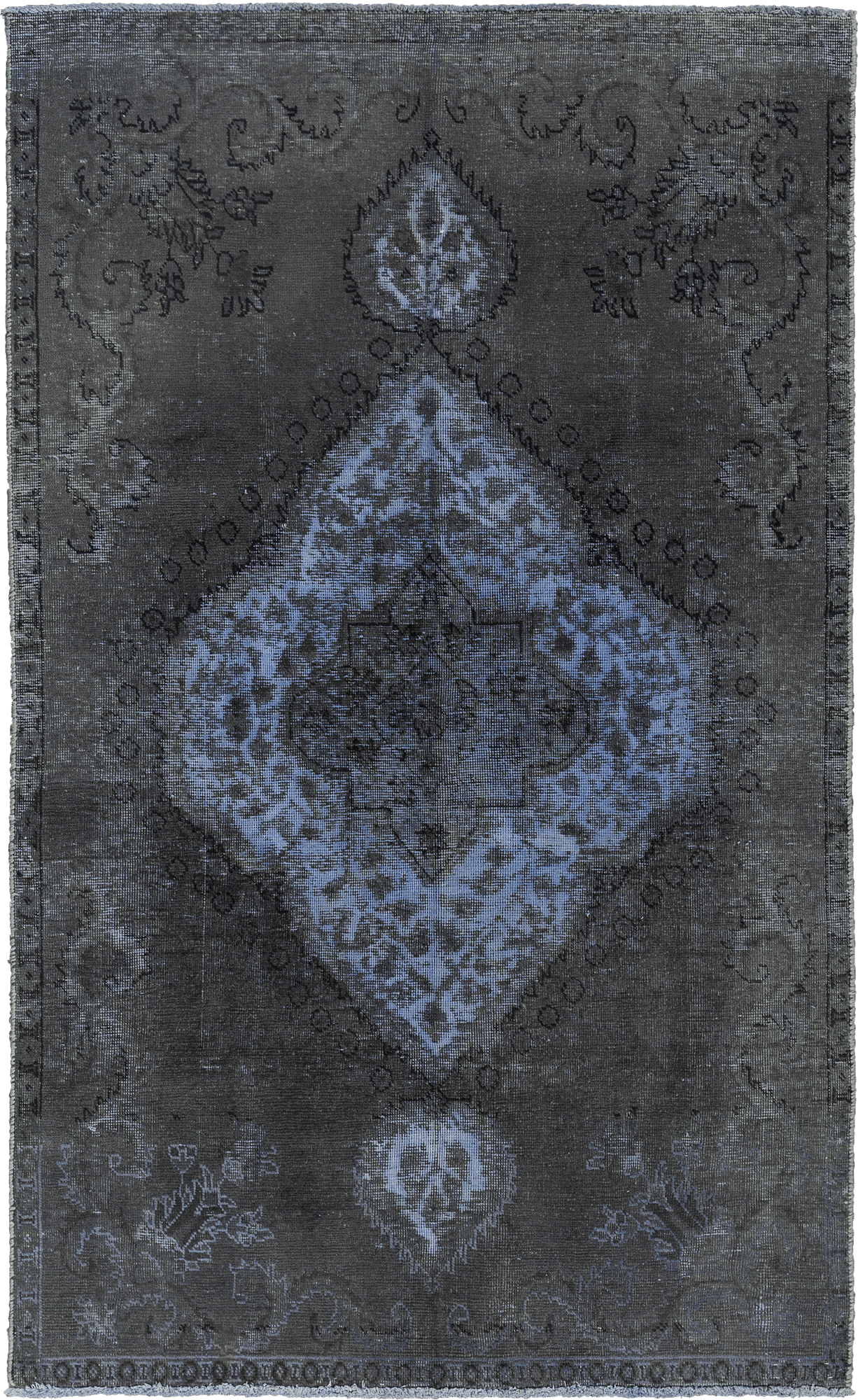 Colorful Vintage Tabriz Rectangle Black Rug 5×8 Wool-Cotton