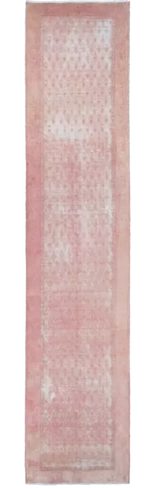 Modern Sarouk Runner Pink Rug 3×12 Wool-Cotton