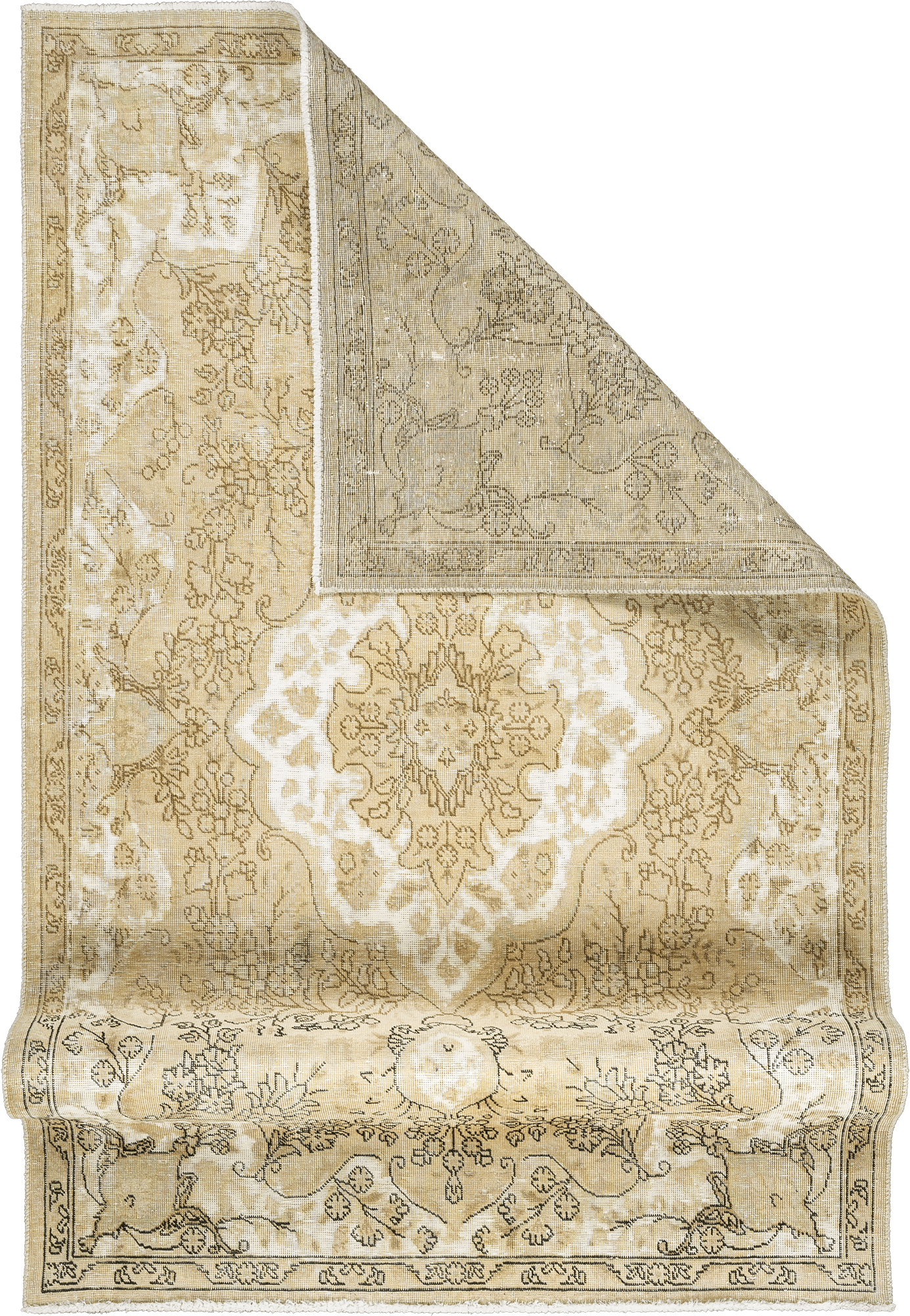Modern Tabriz Rectangle Beige Rug 5×8 Wool-Cotton
