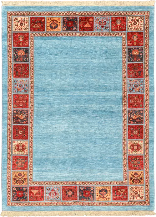 Newly Woven Heritage Qashqai Rectangle Blue Rug 6×8 Wool-Cotton