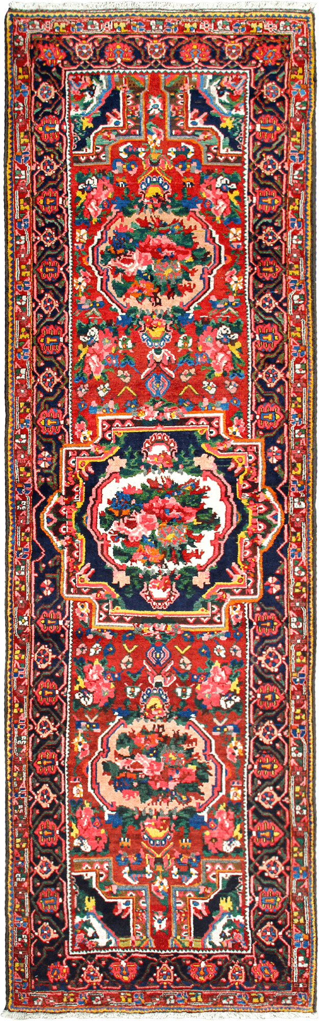 Antique Bakhtiari Runner Red Rug 4×13 Wool-Cotton