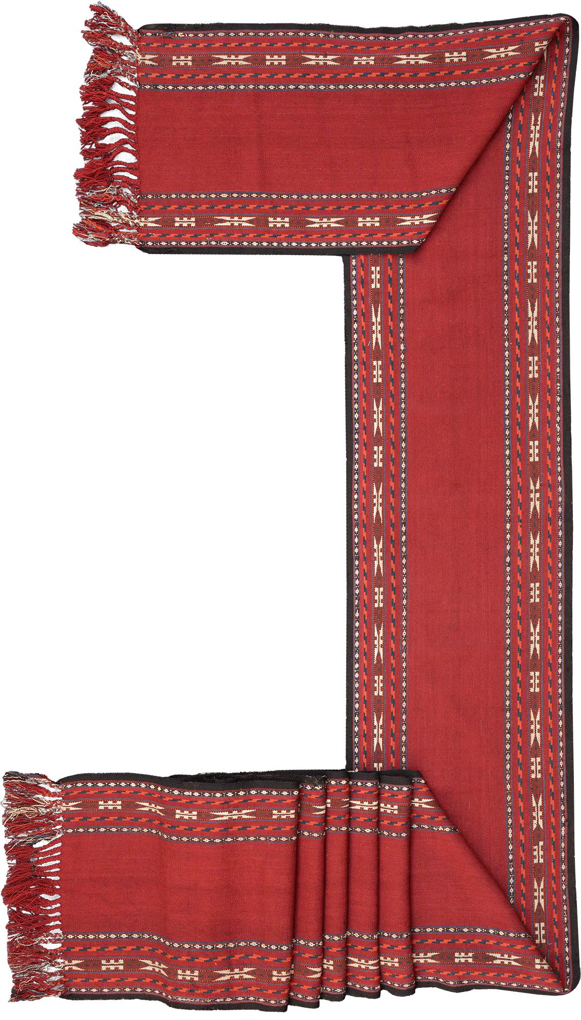 Antique Turkman Runner Red Rug 2×27 Wool-Cotton