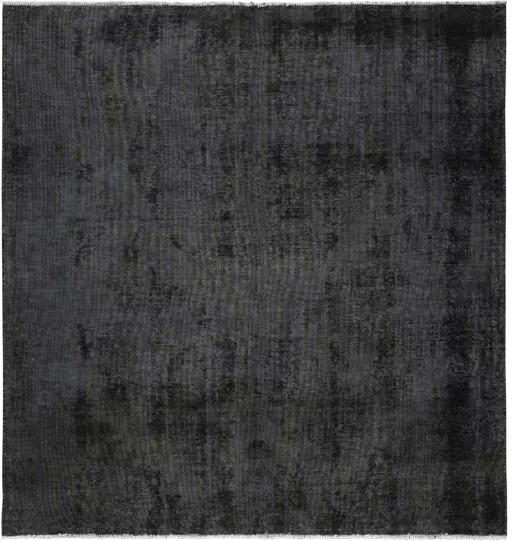 Colorful Vintage Tabriz Square Black Rug 6×7 Wool-Cotton