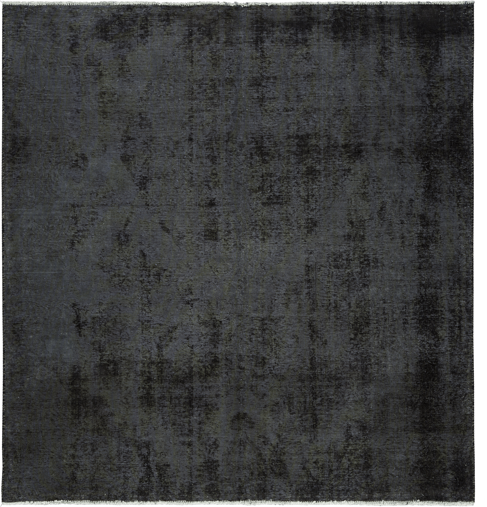Colorful Vintage Tabriz Square Black Rug 6×7 Wool-Cotton