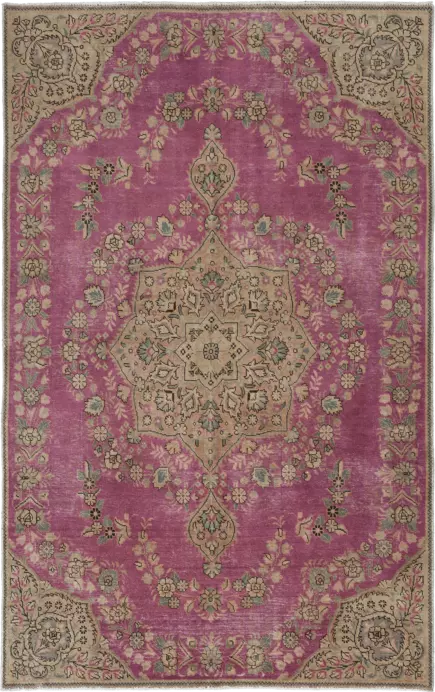 Colorful Vintage Lilihan Rectangle Pink Rug 6×9 Wool-Cotton