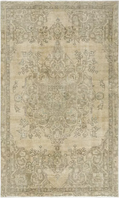 Modern Tabriz Rectangle Brown Rug 5×9 Wool-Cotton