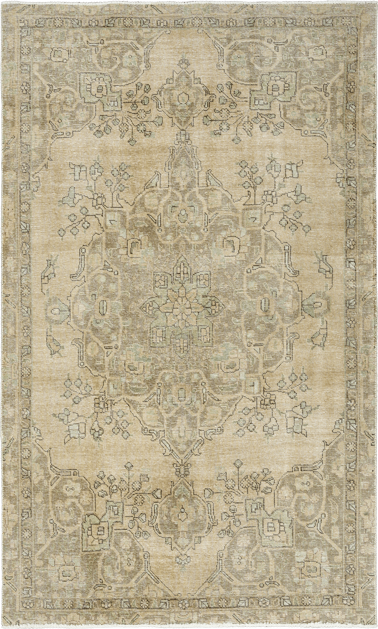 Modern Tabriz Rectangle Brown Rug 5×9 Wool-Cotton